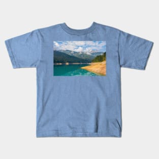 Low Water in Sauris Lake, North Italy Kids T-Shirt